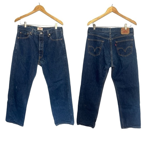 Levi’s 501 XX Dark Wash Straight Leg Button Fly Jeans 36x32 - Picture 1 of 6